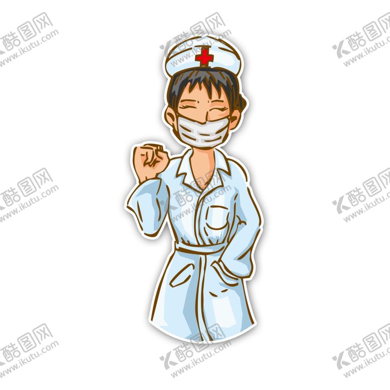 编号：29631409200111315559【酷图网】源文件下载-美女护士加油手势白衣天使