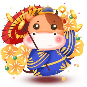 2021金牛送福牛年孺子台历剪纸