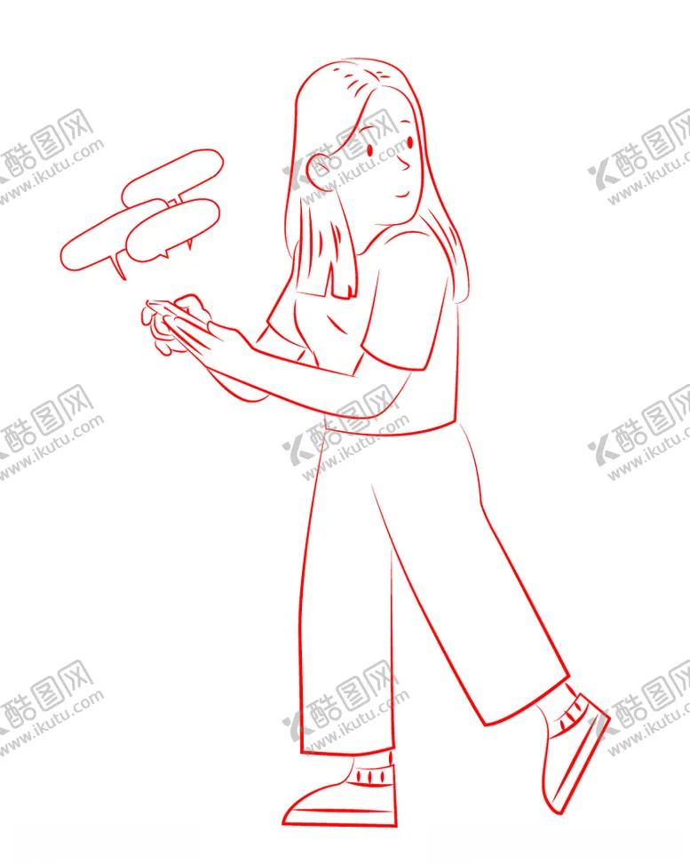 编号：44613406251009512880【酷图网】源文件下载-走路玩手机的女孩和别人聊天