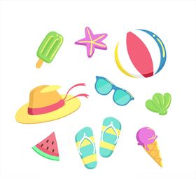 卡通夏季图标矢量素材