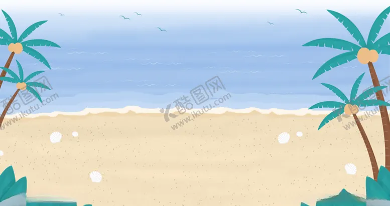 编号：91307306161214129695【酷图网】源文件下载-卡通海洋沙滩天空海岛背景