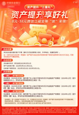 银行活动立减金领红包活动海报