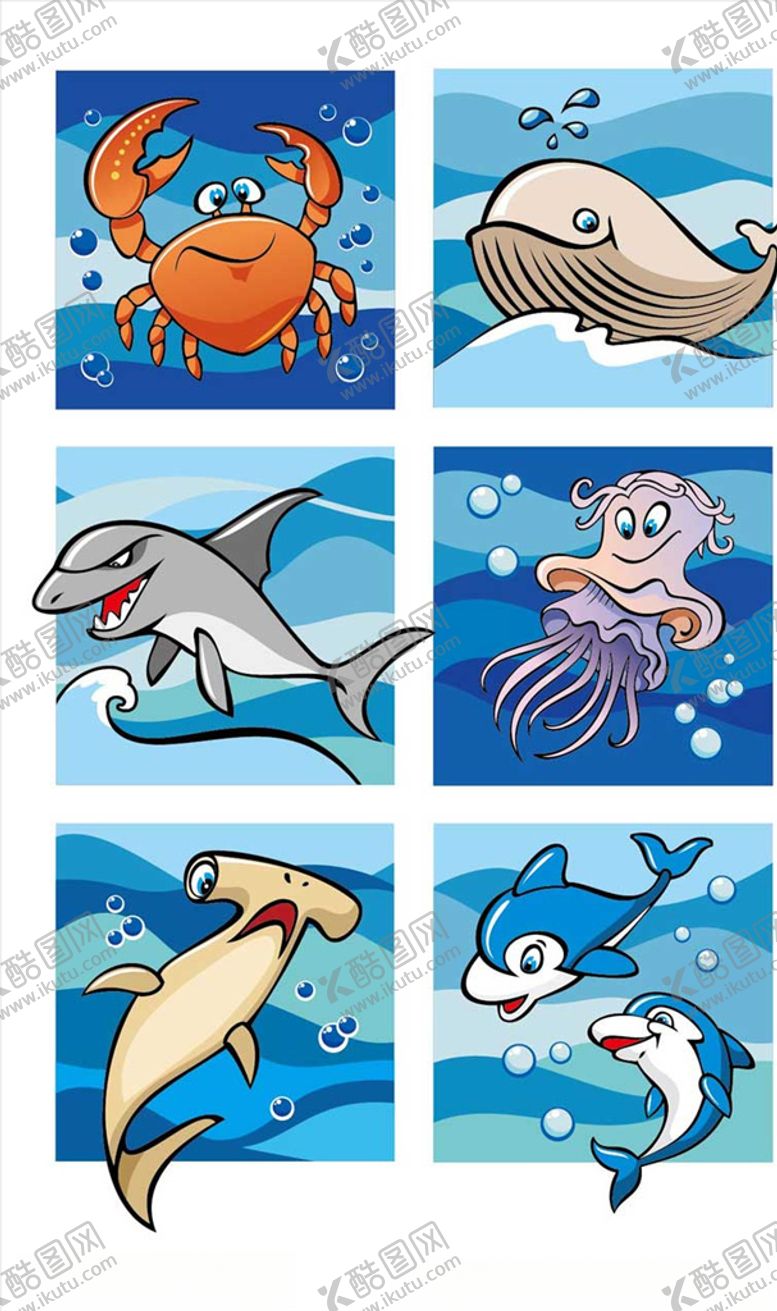 编号：89162010041602281734【酷图网】源文件下载-卡通海洋生物