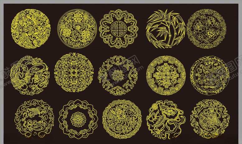 编号：41335710290732496653【酷图网】源文件下载-花纹图案传统图案圆形花纹