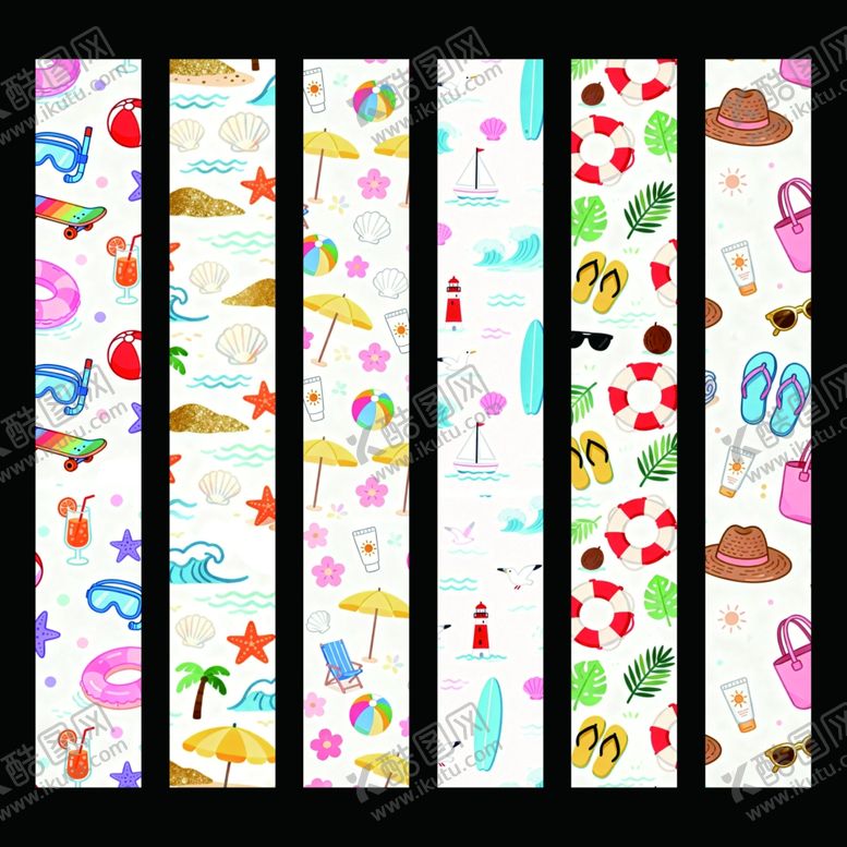 编号：79577704091739228352【酷图网】源文件下载-多彩卡通图案长条贴纸