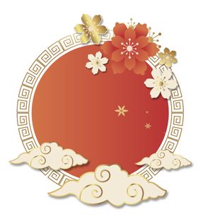 中国风传统花纹祥云圆型PS分层