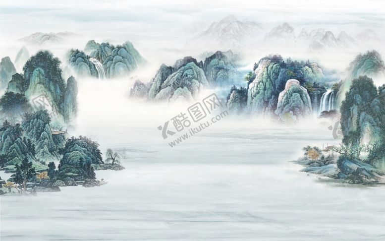 编号：50201112011520377395【酷图网】源文件下载-彩色水墨山水