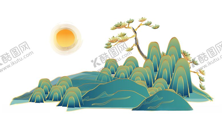 编号：15651509290516302231【酷图网】源文件下载-中国风国潮金线山水