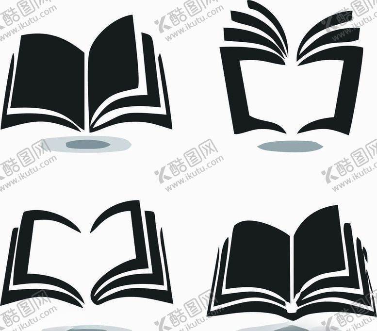 编号：53043209221152366856【酷图网】源文件下载-书本log书本剪影黑白画