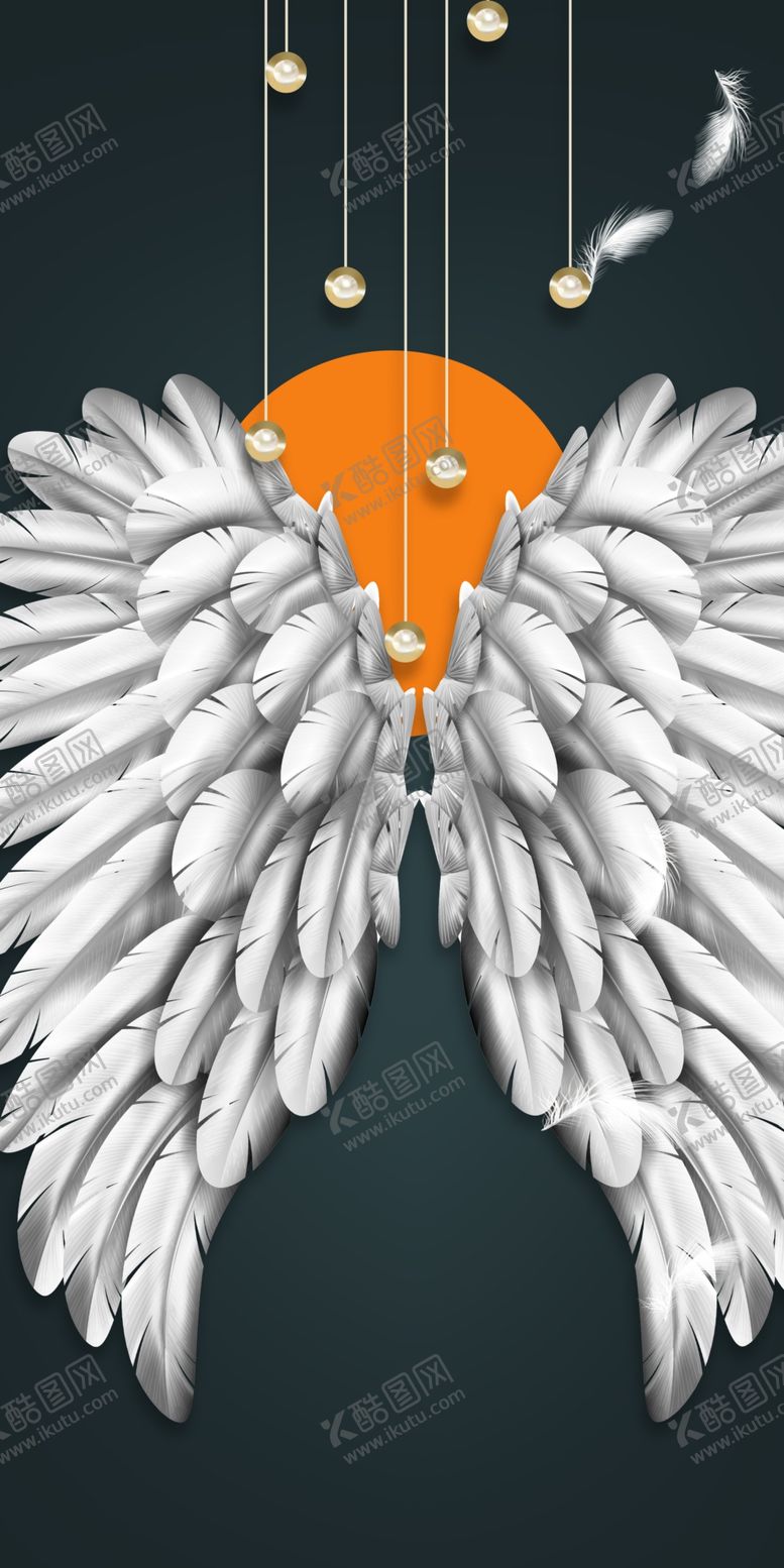 编号：93864810161527053243【酷图网】源文件下载-轻奢侈羽毛翅膀玄关
