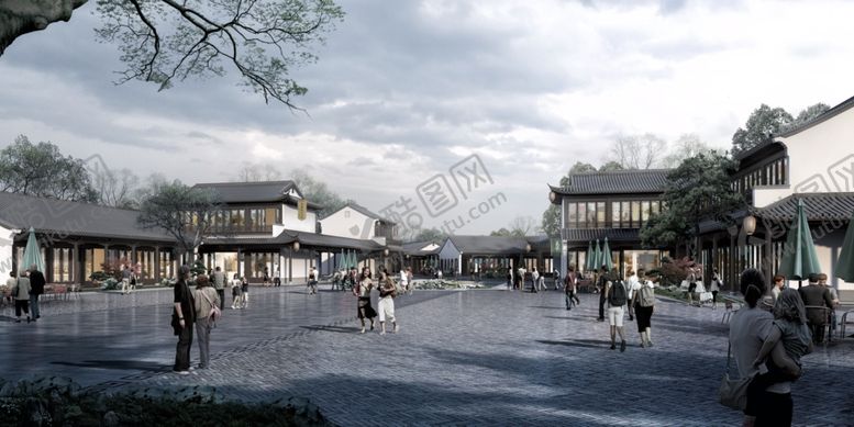 编号：89043003281501456822【酷图网】源文件下载-古建老街商业效果图