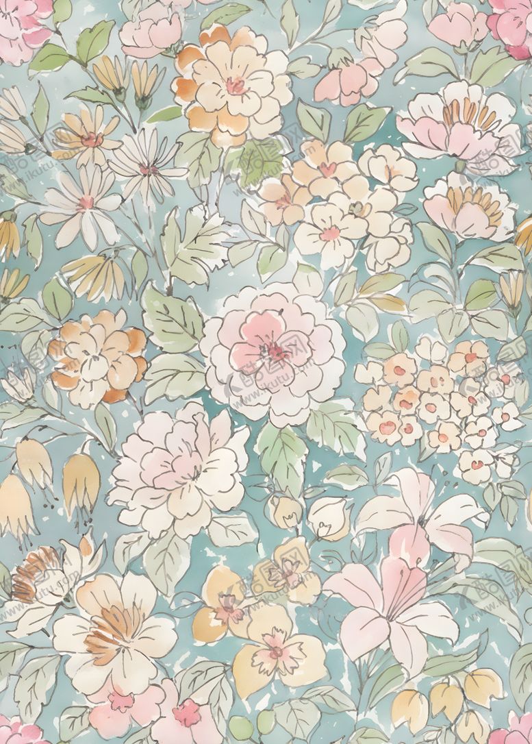 编号：87688504051222209590【酷图网】源文件下载-清新花卉图案背景