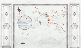 花鸟画手绘画鸟飞鸟背景墙