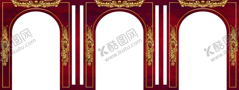 编号：27290106291317209276【酷图网】源文件下载-欧式复古红金拱门