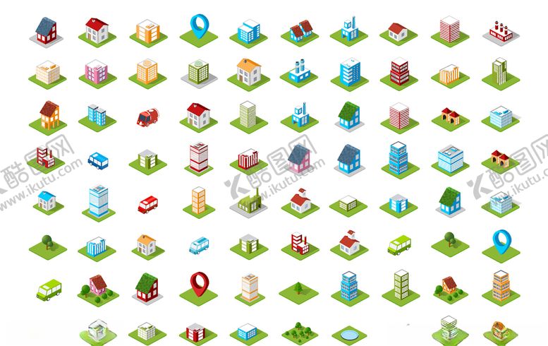 编号：26116709162050051842【酷图网】源文件下载-立体创意城市建筑物图案