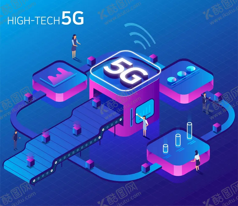编号：60758209180812057230【酷图网】源文件下载-5G网络科技插画