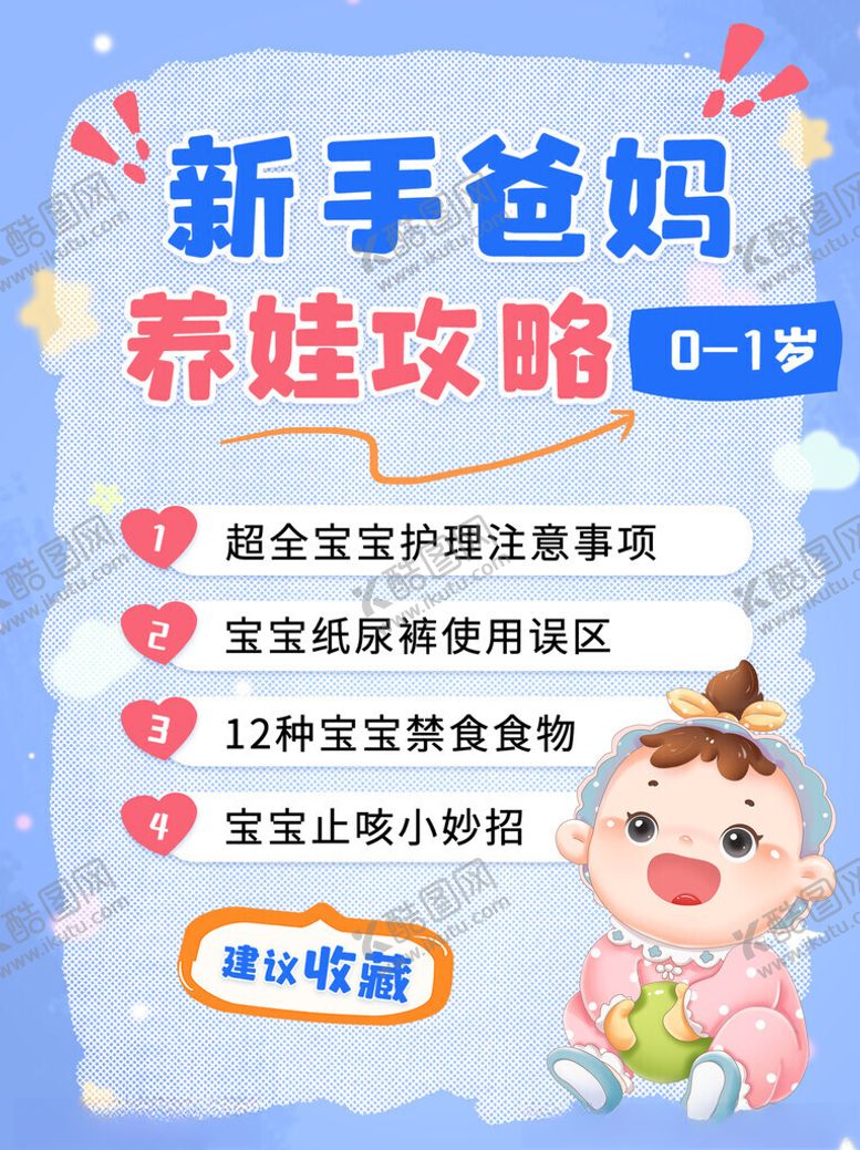 编号：40080011142159233982【酷图网】源文件下载-新手爸妈养娃攻略海报