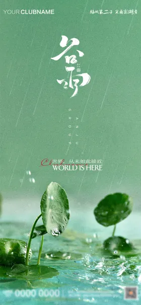 谷雨节气海报简约滴房地产