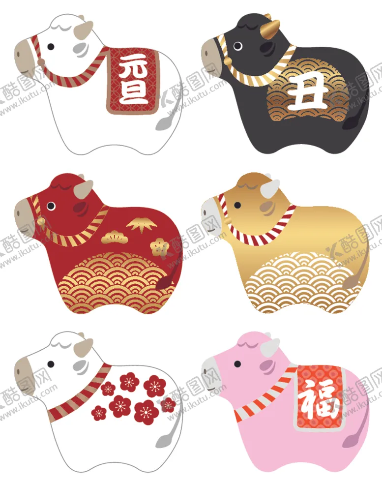 编号：71759304271158105316【酷图网】源文件下载-2021新年牛年元素日式牛