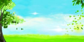 夏日清新插画展板背景