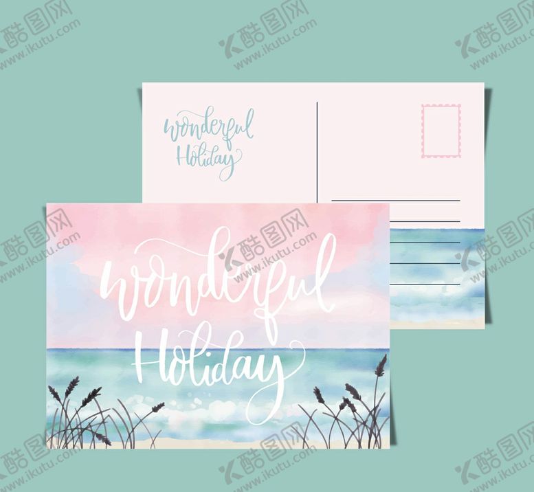 编号：28701610112057032573【酷图网】源文件下载-清新大海美好假期明信片