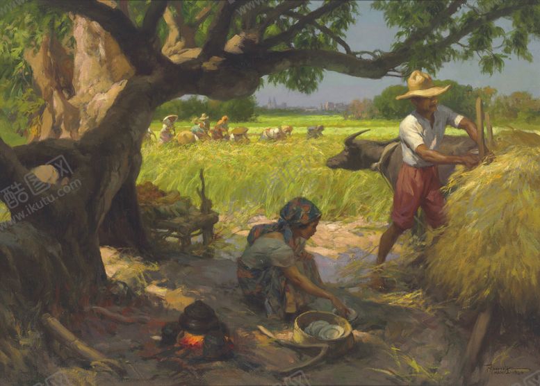 编号：25042305111158283150【酷图网】源文件下载-油画农民插画丰收插秧