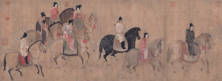 编号：53966310302356555186【酷图网】源文件下载-唐张萱虢国夫人游春图卷