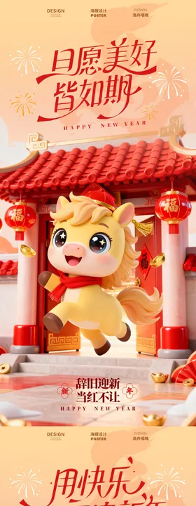 马年创意新年系列海报设计