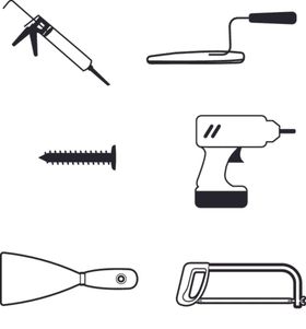 装修工具黑白矢量