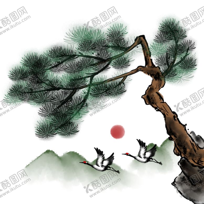 编号：68450307041447067137【酷图网】源文件下载-水墨松树