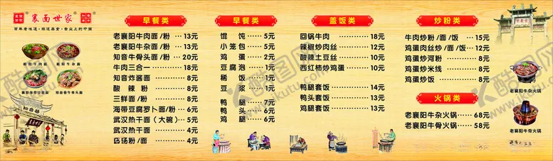 编号：79472801300123251051【酷图网】源文件下载-襄面世家价目表