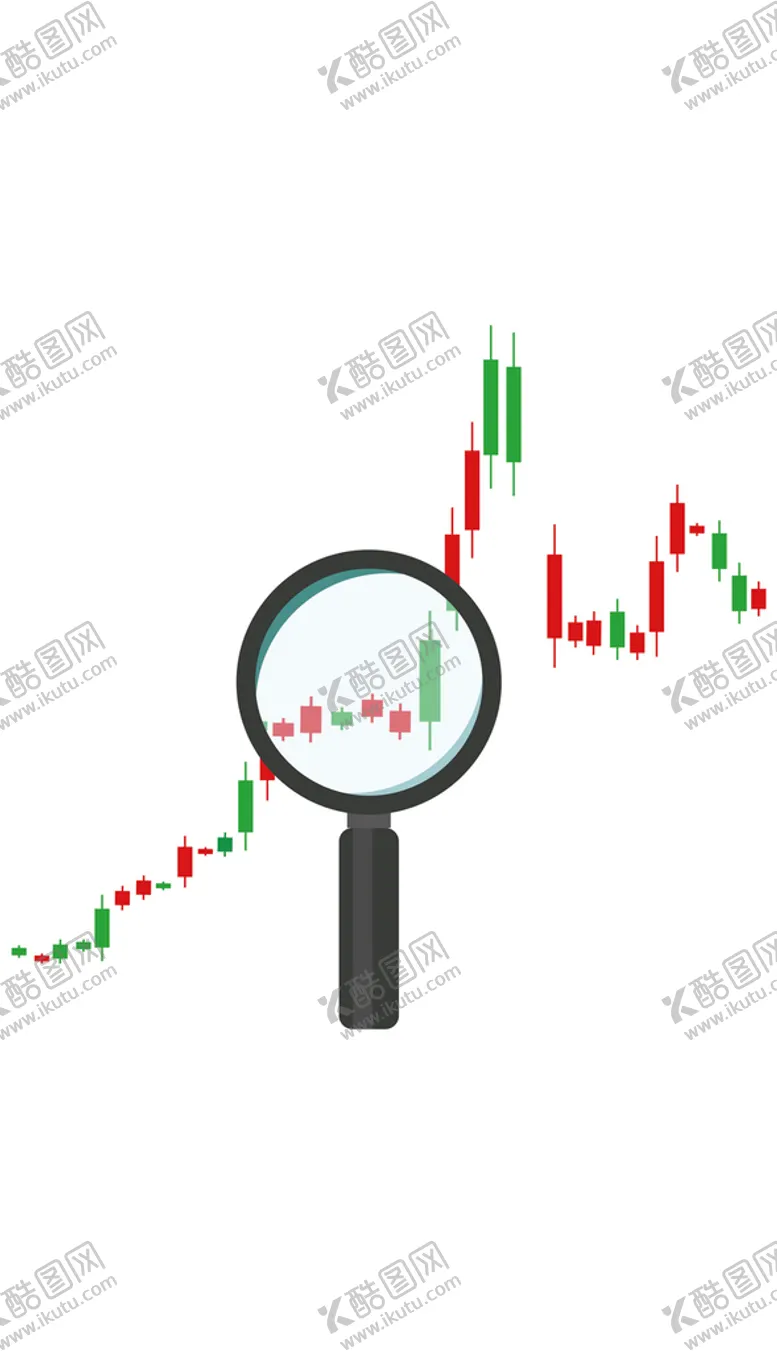 编号：41785010081003067843【酷图网】源文件下载-金融手绘放大镜股票价格波动k线