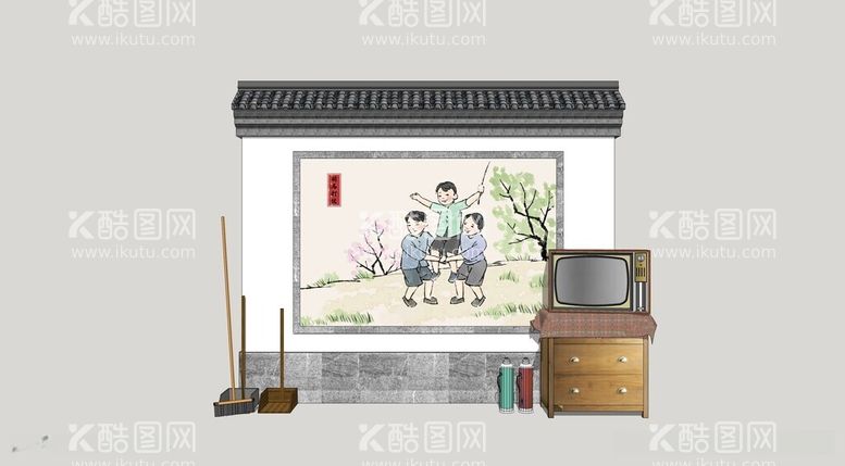 编号：21806212110959571333【酷图网】源文件下载-童年趣事主题景墙