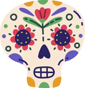 印花彩色骷髅卡通亡灵节插图