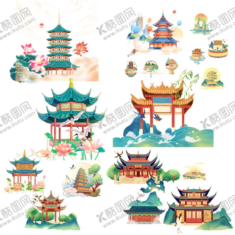 编号：47400706291508149715【酷图网】源文件下载-国潮建筑素材