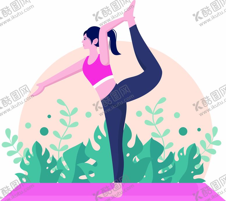 编号：65791010192105477473【酷图网】源文件下载-Ai矢量瑜伽运动插画