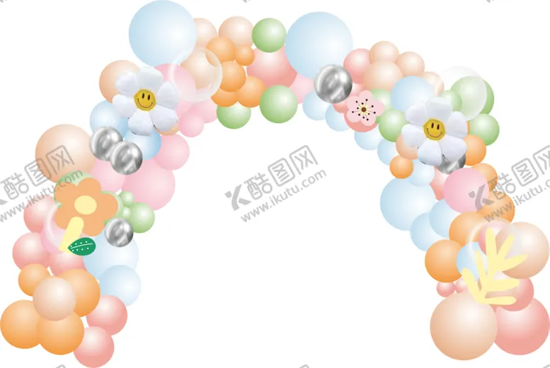 编号：12708512130313002560【酷图网】源文件下载-彩色马卡龙拼色气球链