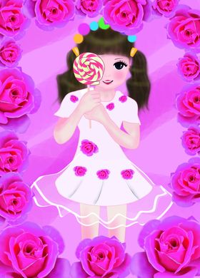春天春季女孩手拿花朵