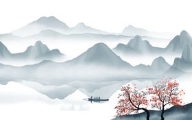 山水画水墨山水画意境山水画