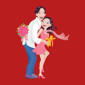 手绘情侣恋人