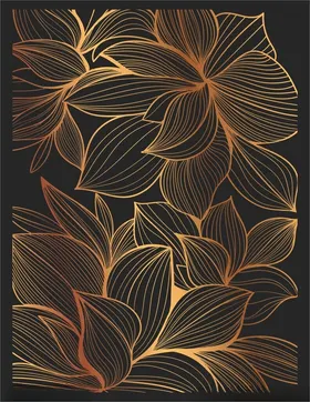 线描植物背景金色银杏叶子插画ai矢量