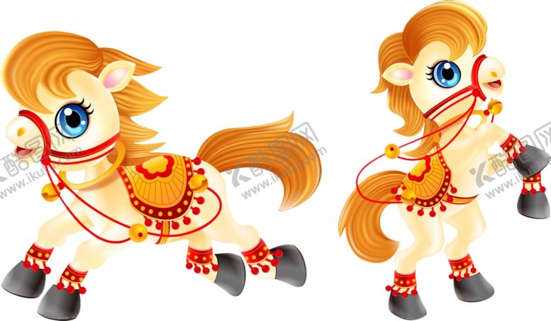 编号：78141010141516552917【酷图网】源文件下载-可爱马卡通拜年素材