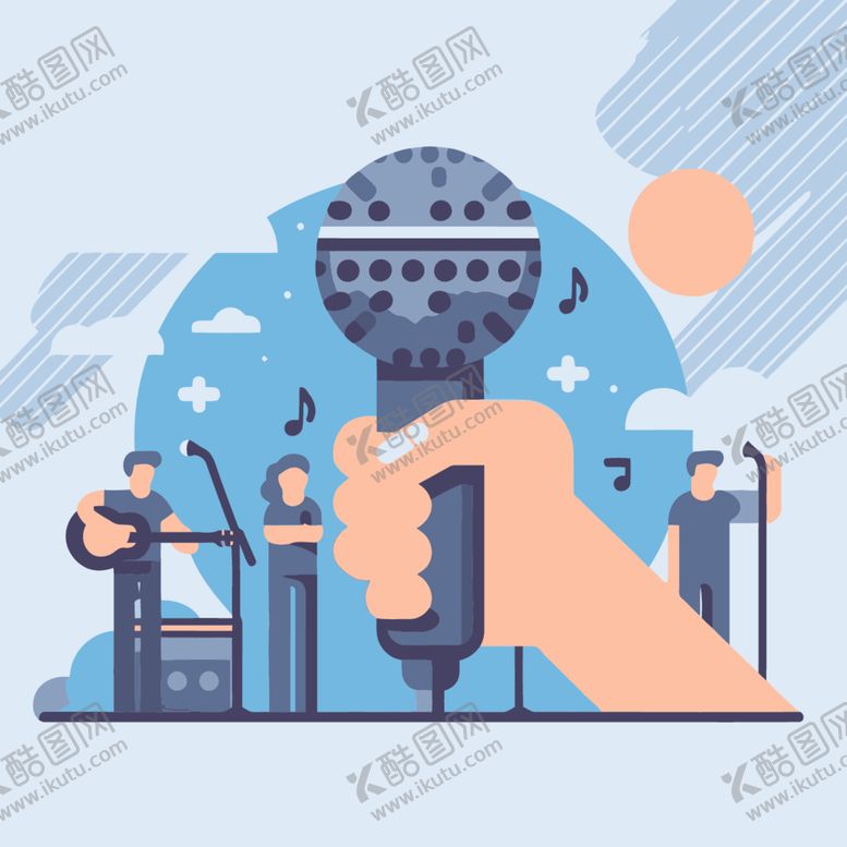 编号：71610712082056594353【酷图网】源文件下载-音乐话筒矢量插画