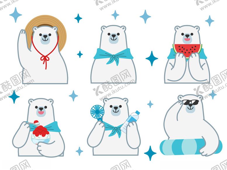 编号：65251409231205502207【酷图网】源文件下载-可爱北极熊卡通形象集合