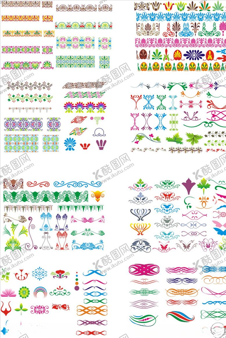 编号：43479909241631217149【酷图网】源文件下载-彩色矢量花纹花边