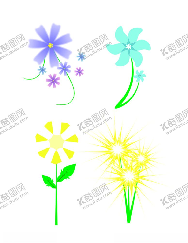 编号：87918204160959209608【酷图网】源文件下载-可爱清新四朵小花矢量文件