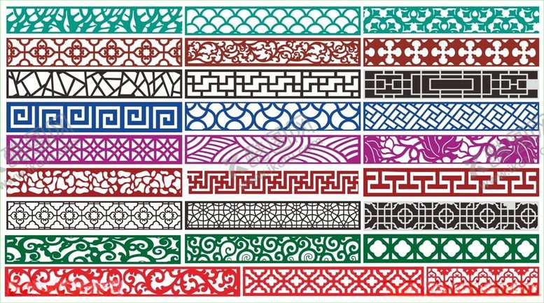 编号：98327611020432201889【酷图网】源文件下载-窗花镂空花纹屏风隔断雕花