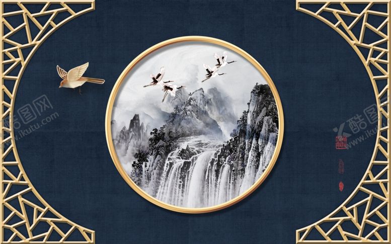 编号：71480609240446589978【酷图网】源文件下载-新中式背景墙