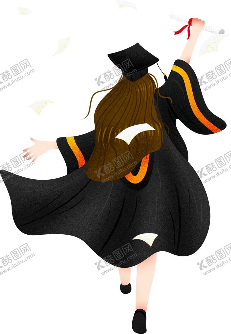 编号：20331805120754412038【酷图网】源文件下载-毕业学士服手绘人物免抠元素
