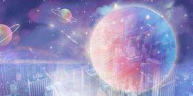 星空粉色球大数据宇宙粉色背景